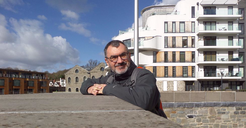 Me at Hannover Quay, an area regenerated very recently.  The old docks have been transformed into expensive residential buildings and shops.