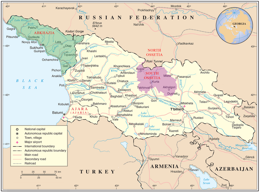 Modern day Georgia.  The two de facto independent 