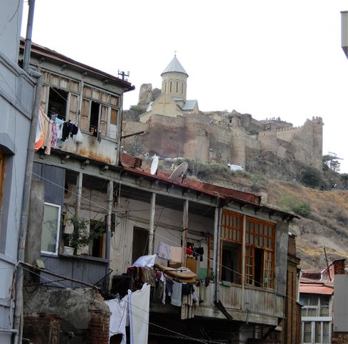 Narikala Fortress seen from Mirza Fatali Akhudovi street