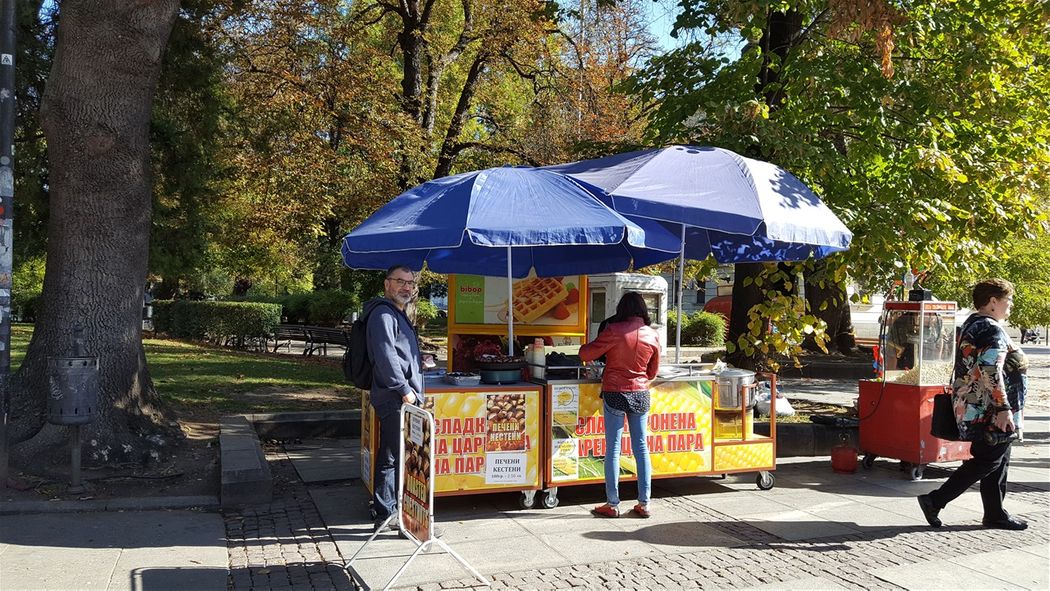 Buying chestnuts in the City Garden.  The worse chestnuts I ever had!
