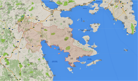 Argolis perfecture on the map.