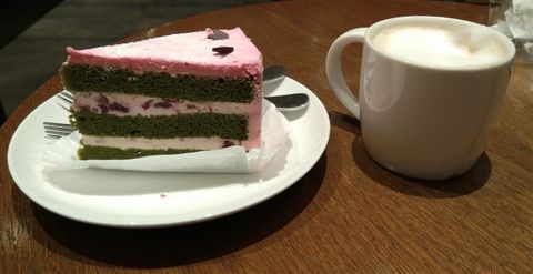 This year's festive Sturbacks cake: matcha & cherries.