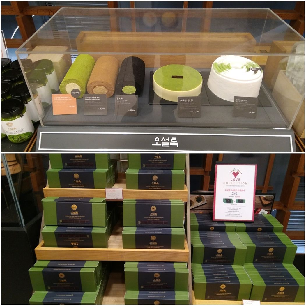 Osulloc cakes and green tea chocolates.