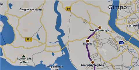 A map of Seoul and its Port Incheon.