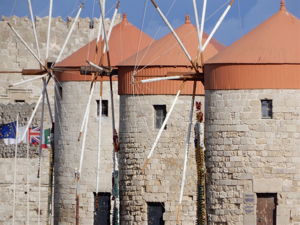 The three windmilles at Mandraki port.