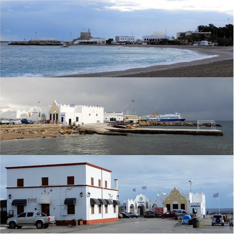 (top) Elli, Yaghting Club and the Fort St Nicholas seen from the north (Elli beach). The Rhodos Marine Club seen from Mandraki (middle). The Rhodes Marine Club (bottom).