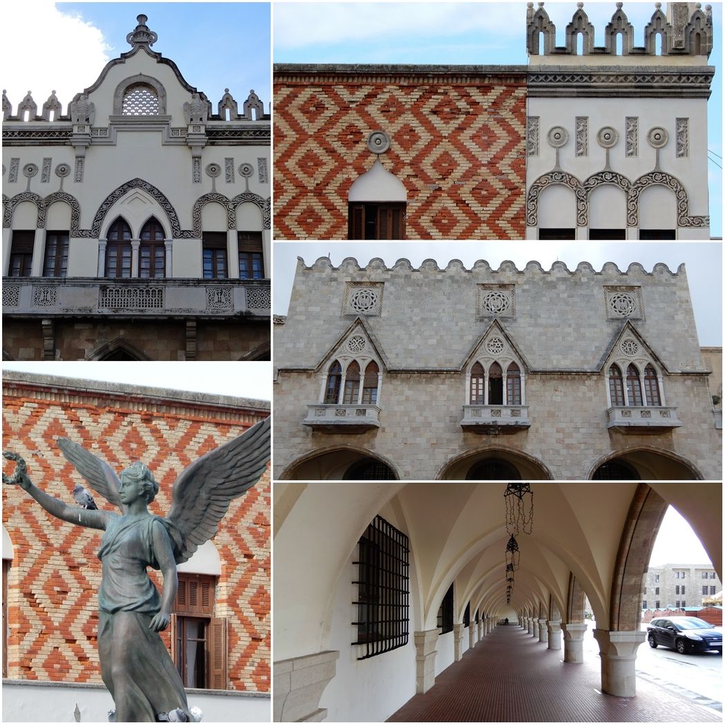 Palazzo del Governatore.  The north facede (top left).  The east facede (top right, bottom left).  West facede and arcade (righ middle/bottom).