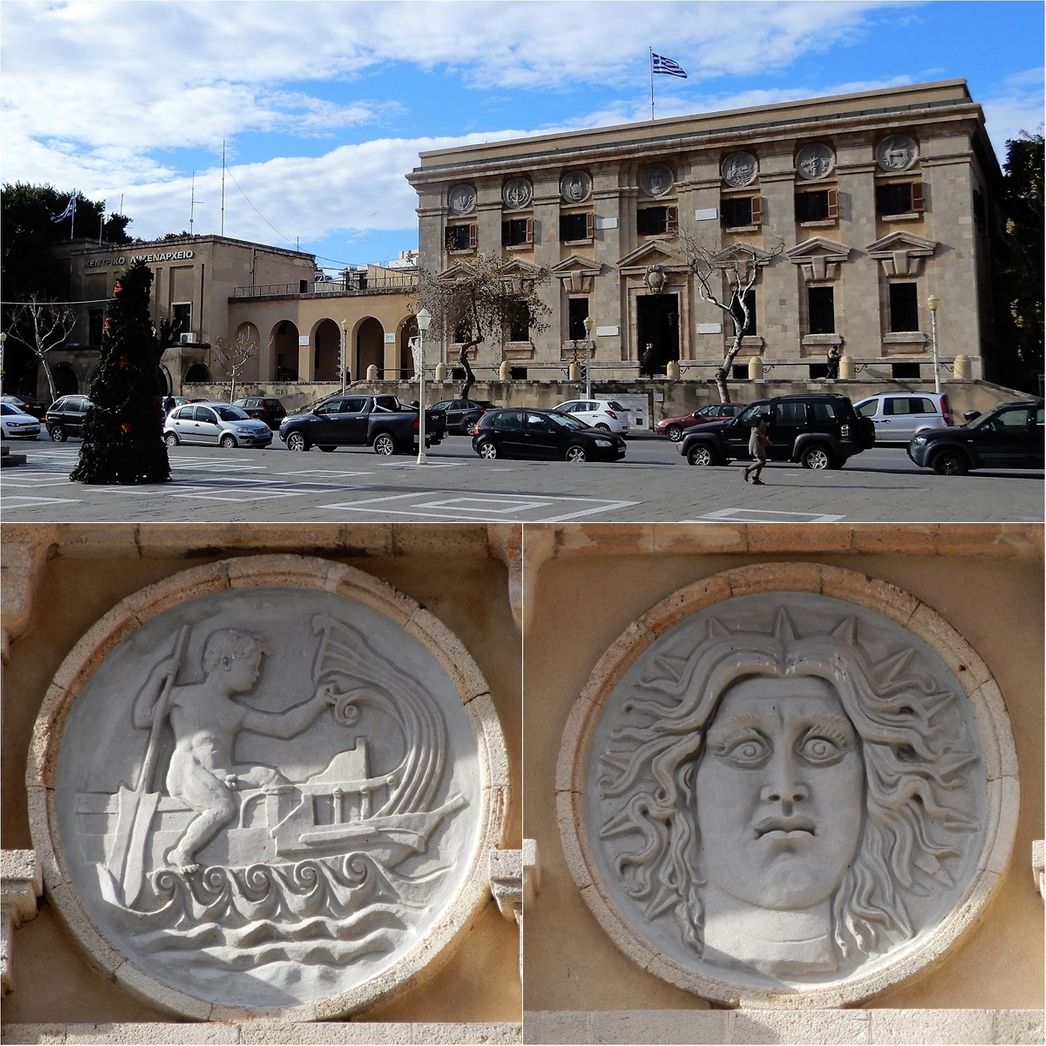 (top) The central Post Office and the Port Authority building. (bottom) Details of the Post Office facade.