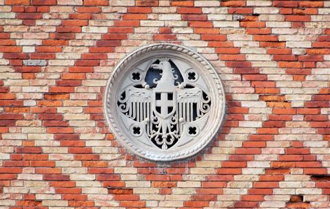Detail of the easter facade of Palazzo del Governatore in Rhodos Town.