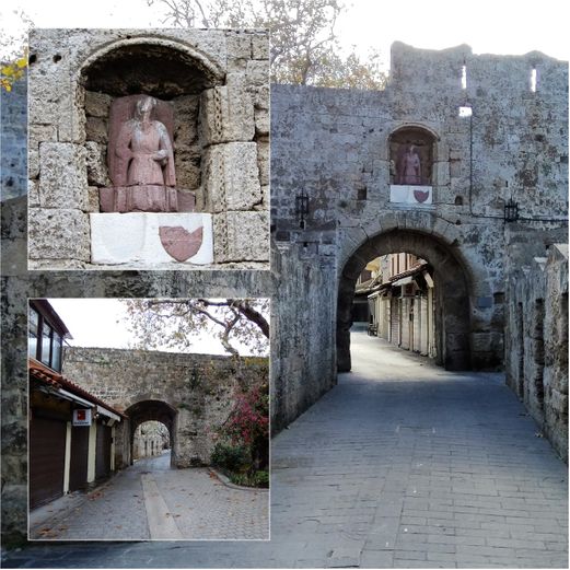 St Antony’s Gate. The relief portraying St Antony (upper inlet) and the part of the Gate seen from inside the castle (lower inlet).