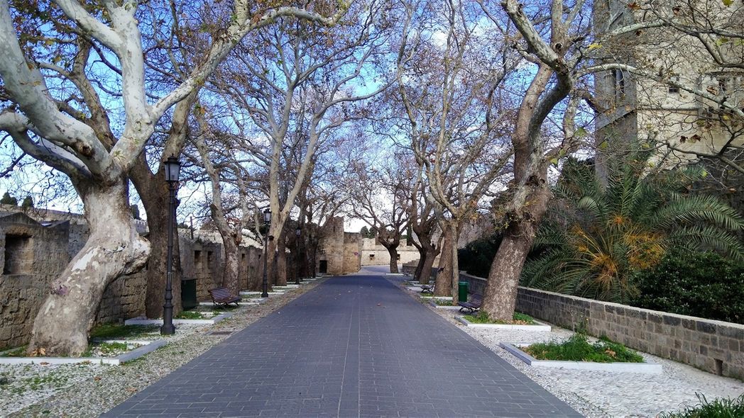 Between St Antony’s Gate and the second smaller gate of the complex, there is an elevated short alley lined with big plane trees, where during the summer months artists draw caricatures of tourists.