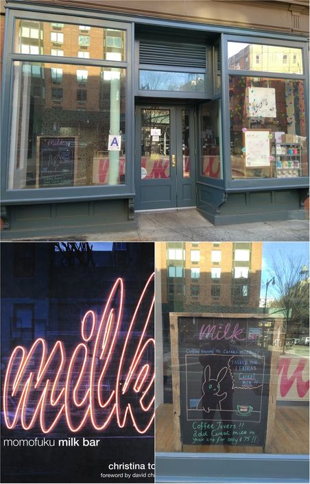 Milk Bar Upper West Side on Columbus and 87th street (top). The cover of the 