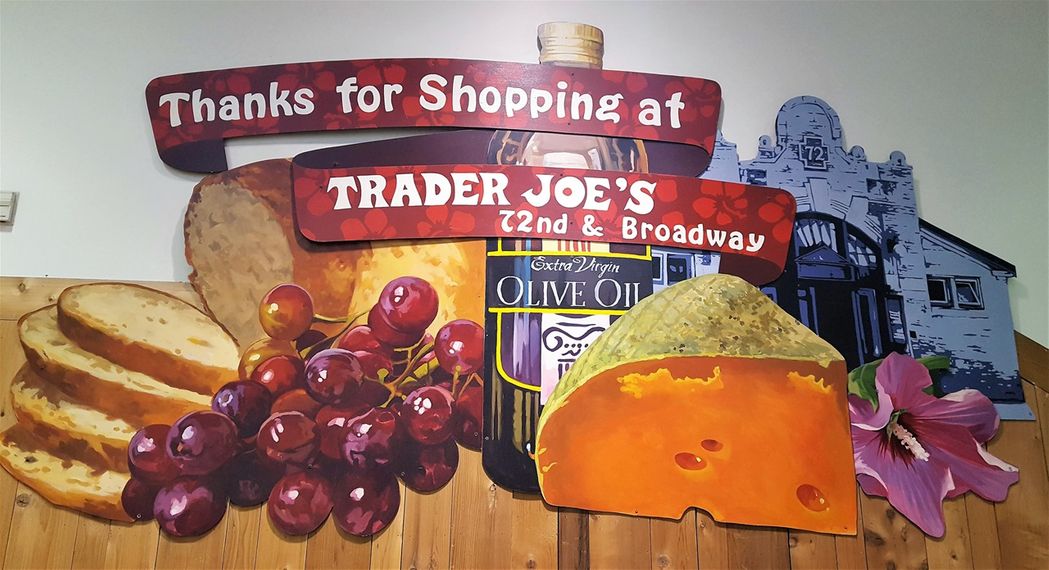 The welcome mural at Trader Joe’s Market on Broadway.