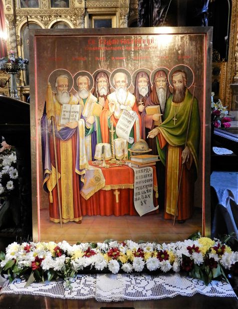 The icon of Cyril, Methodius and their five disciples in the Sveti Sedmochislenitsi Church.