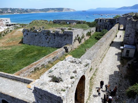 The main gate (at the forefront) and the second gate (on the upper right part of the picture).  In the upper center is the Loredan Bastion.