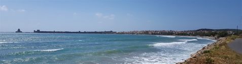 Methoni and its castle from the edge of the bay.
