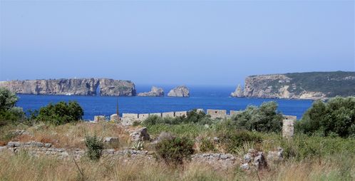 View from Niokastro towards the southern opening of the Navarino Bay.