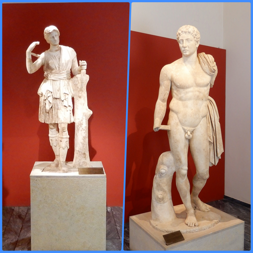“Artemis Laphria”: found in 1989, it is the best preserved by a series of copies of the Antonine era, which depicts Artemis as it pulls the arrow from the quiver to shoot with a bow that holds on her left hand (left). 