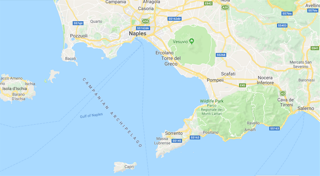 Mount Vesuvius on the map.