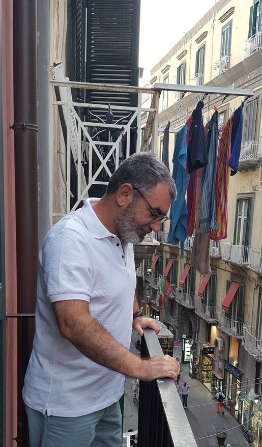 Me at the balcony of my hotel in Via Chiaia.
