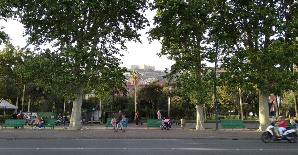 Villa Comunale park. In the background can be seen Castel Sant'Elmo.