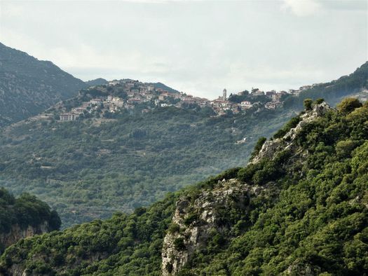 Dimitsana seen from the road to Stemnitsa (south).