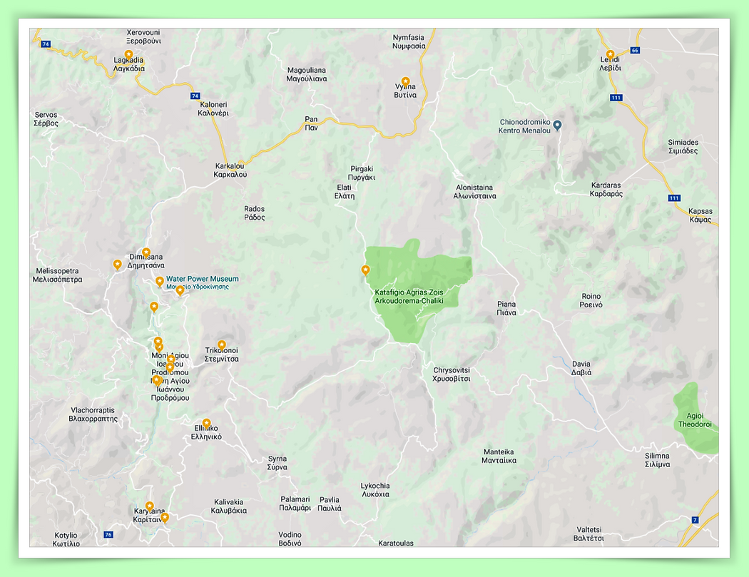 All the places (yellow stars) I visited during this trip.