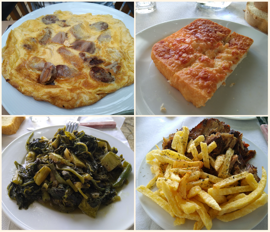 Our lunch in Stemnitsa. Omelet with cured pork, 