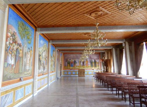 The big meeting hall of the Mega Spileo Monastery.
