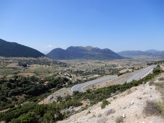 The road coming down from Chelmos to a beautiful plateau. Lousoi villages seen on the left.