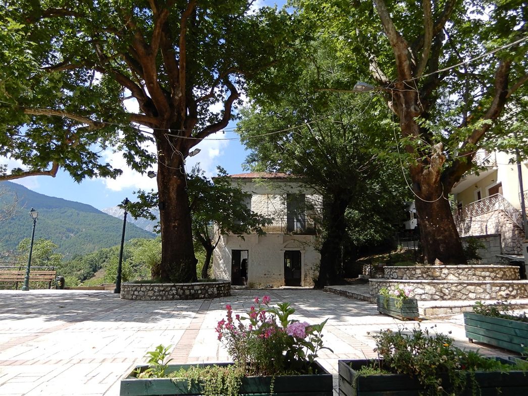 The main square of Peristera village.