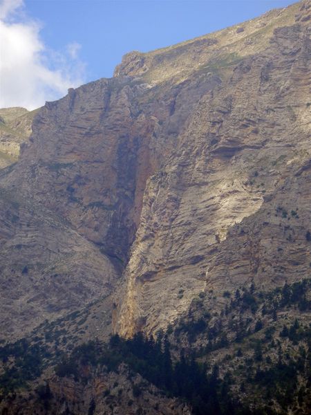 The black traces of Styx waterfall (spring) on the rock.