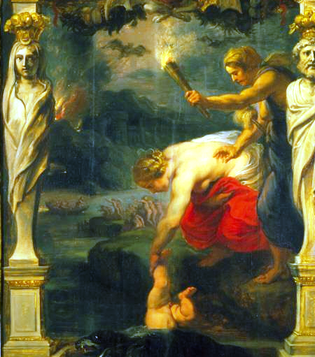 Rubens. Αchilles dipped into river Styx by his mother Thetis.