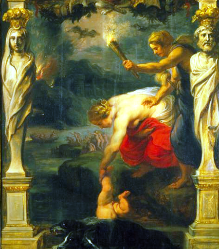 Rubens. Αchilles dipped into river Styx by his mother Thetis.