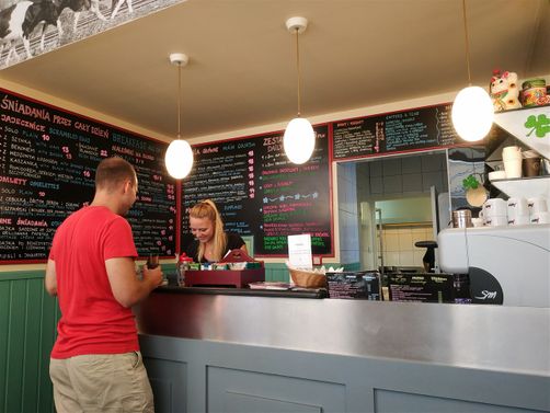 Inside Tomasza Milkbar.  You place your order here and you take a seat.  When your order is ready, they bring it to you.