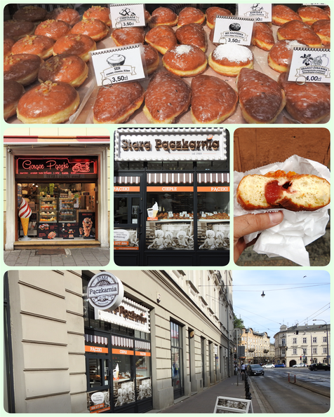 “Gorące Pączki” in Old Town (middle left) and “Stara Pączkarnia” in Stradomska str (Middle and bottom) are two of the best places to have your paczki.