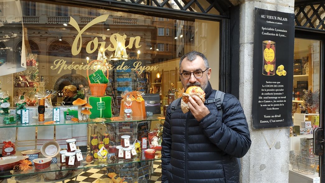 Me outside a Voisin store in Vieux Lyon.