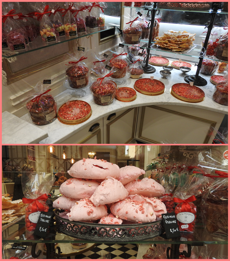 Pink praline products at 