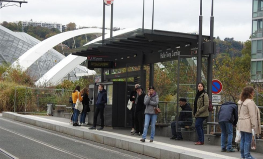 A tramway stop close to 
