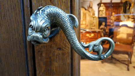 Door handle at an antiques shop.
