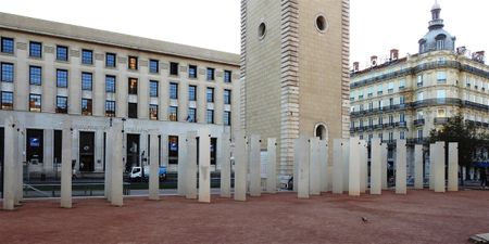 The Armenian Genocide monument at the base of the Clocher de la Charité.