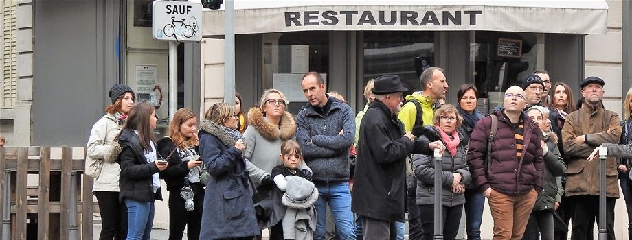 Tourists standing opposite the 