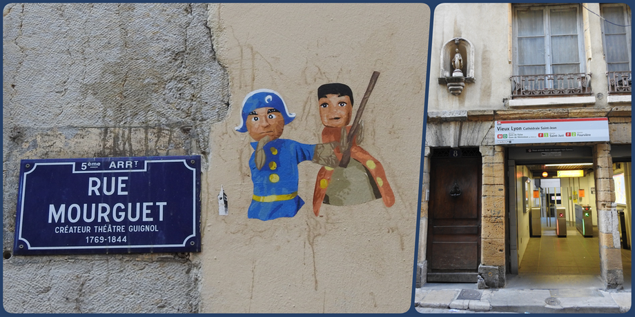 Rue Mourguet and the entrance to the funicular/metro station.