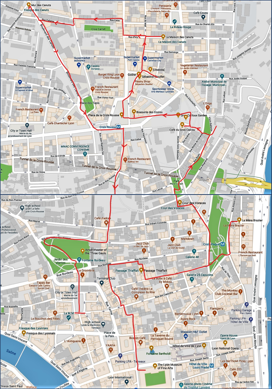 A walk in Croix-Rousse (red line).