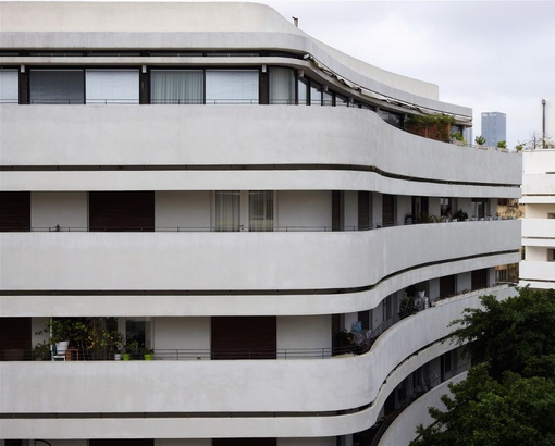 A fine example of Bauhaus architecture.  A residential house on Dizengoff Square.