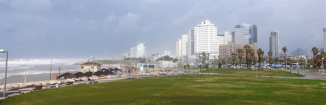 Tel Aviv skyline, seen from Alma beach.