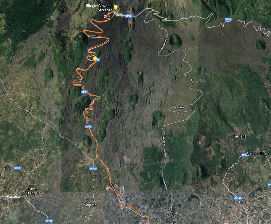 The bus from Nicolosi to Rifugio Sapienza goes through ultramundane landscapes of lava flows.