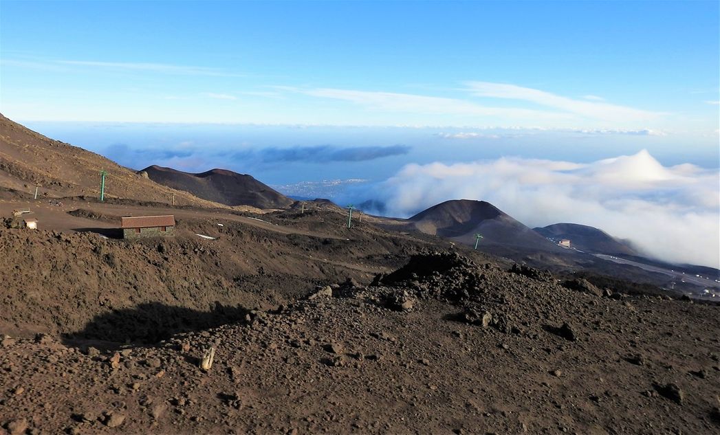 The view from Rifugio Sapienza towards Catania and the sea.