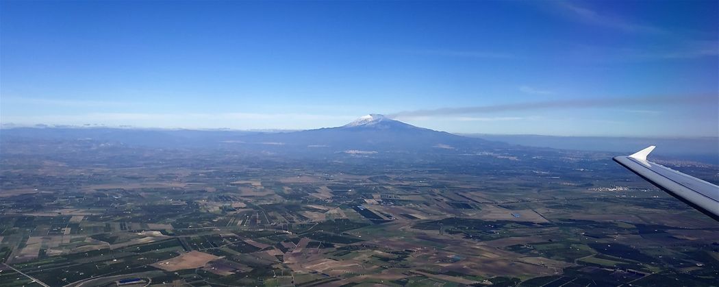 Etna smoking as seen from the aeroplane approaching Catania airport.