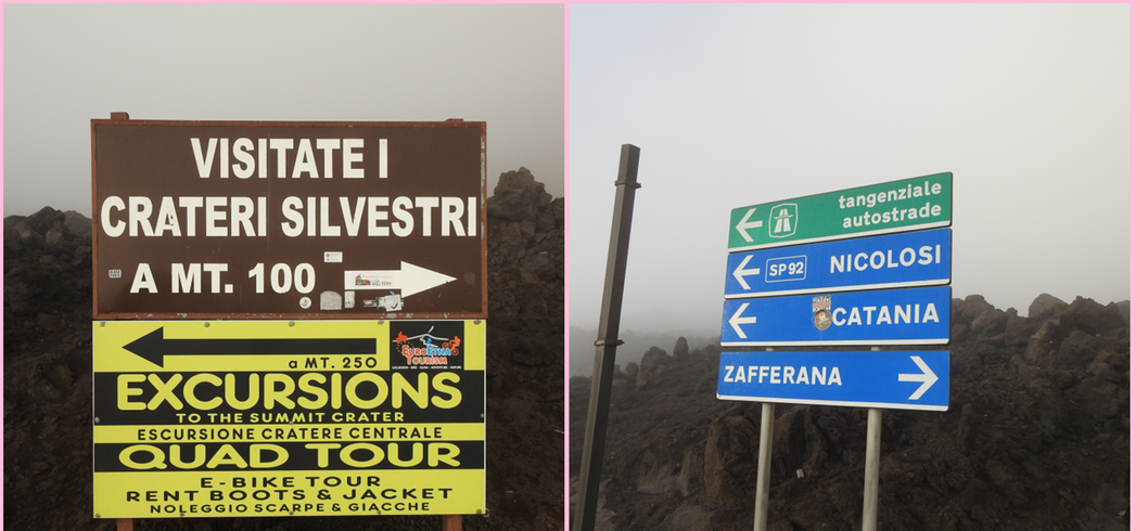 Look for the signboard at the car parking to the Crateri Silvestri.